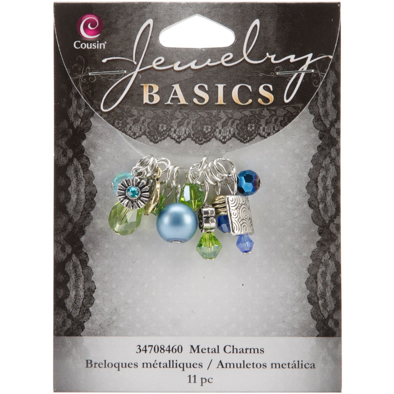 CousinDIY Jewelry Basics Metal Charms-Aqua Glass & Metal Bead Cluster 11/Pkg